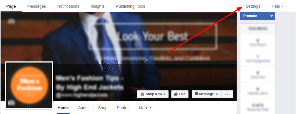 facebook page settings